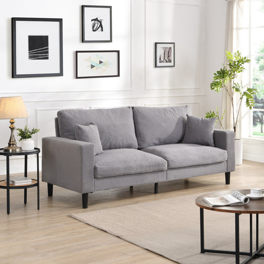 74 inch High Resilience 3 Seater Sofa Wooden Frame Comfy Modern Upholstered Light Gray