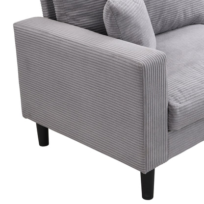 74 inch High Resilience 3 Seater Sofa Wooden Frame Comfy Modern Upholstered Light Gray