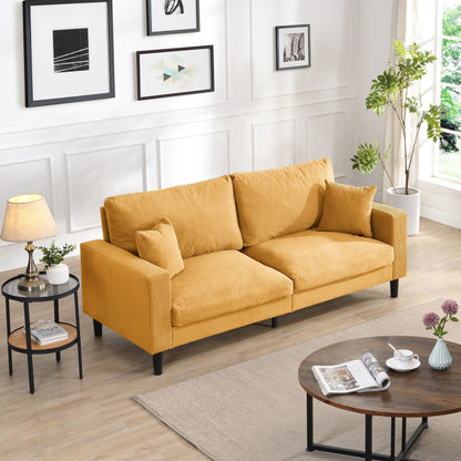 74 inch High Resilience 3 Seater Sofa Wooden Frame Comfy Modern Upholstered Orange