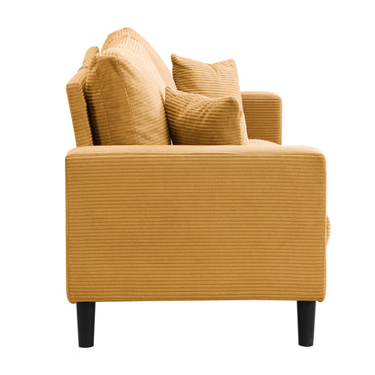 74 inch High Resilience 3 Seater Sofa Wooden Frame Comfy Modern Upholstered Orange