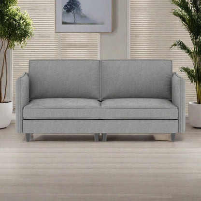 74.27Fabric 3-Seater Sofa with Pocket Springs and Solid Wood Frame, Side Storage Pockets