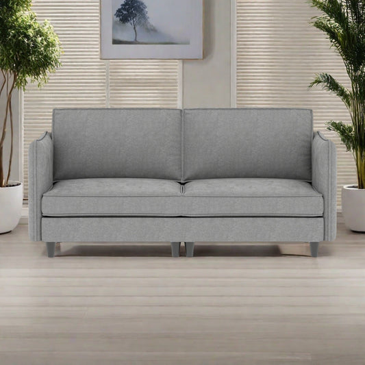 74.27Fabric 3-Seater Sofa with Pocket Springs and Solid Wood Frame, Side Storage Pockets