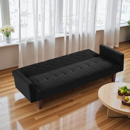 74.41 in. Linen Twin Size Futon Sofa Bed Convertible Loveseat Couch with Adjustable Backrest - 74.41 x 32.68 x 28.94