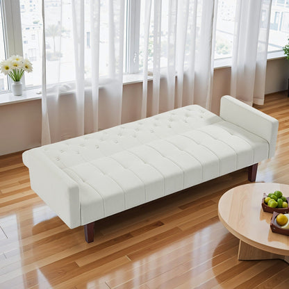 74.41 in. Linen Twin Size Futon Sofa Bed Convertible Loveseat Couch with Adjustable Backrest - 74.41 x 32.68 x 28.94