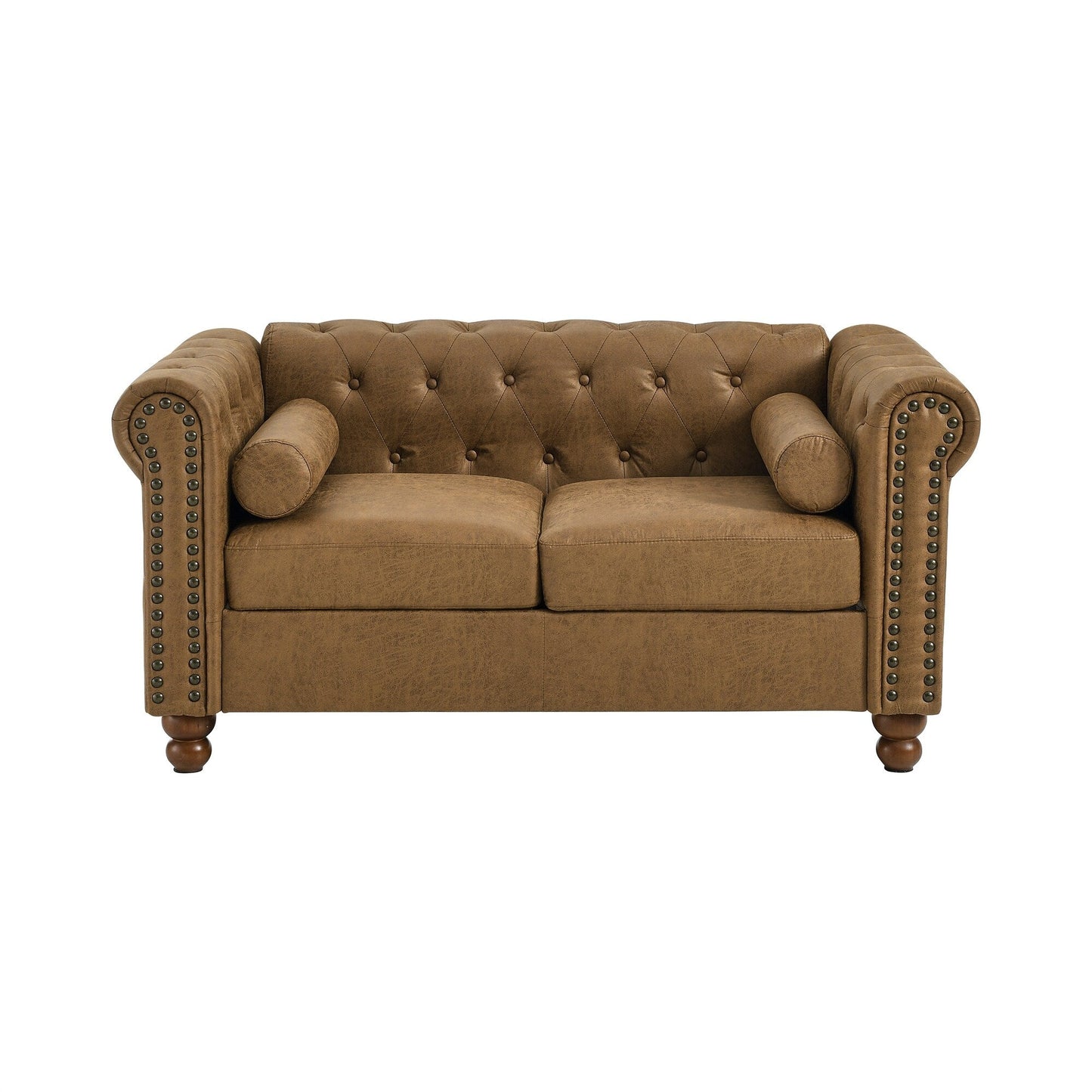 74.5'' Fabric 3-Seater Sofa with Tufted Back, Dual Headrests, and Solid Wooden Frame