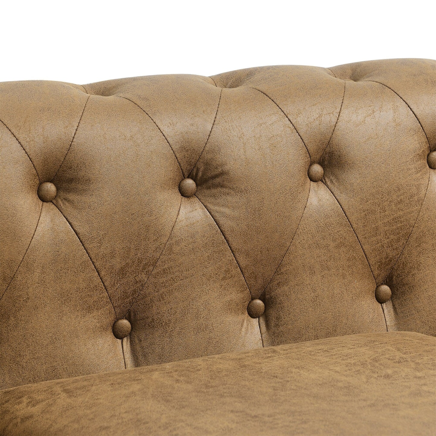 74.5'' Fabric 3-Seater Sofa with Tufted Back, Dual Headrests, and Solid Wooden Frame