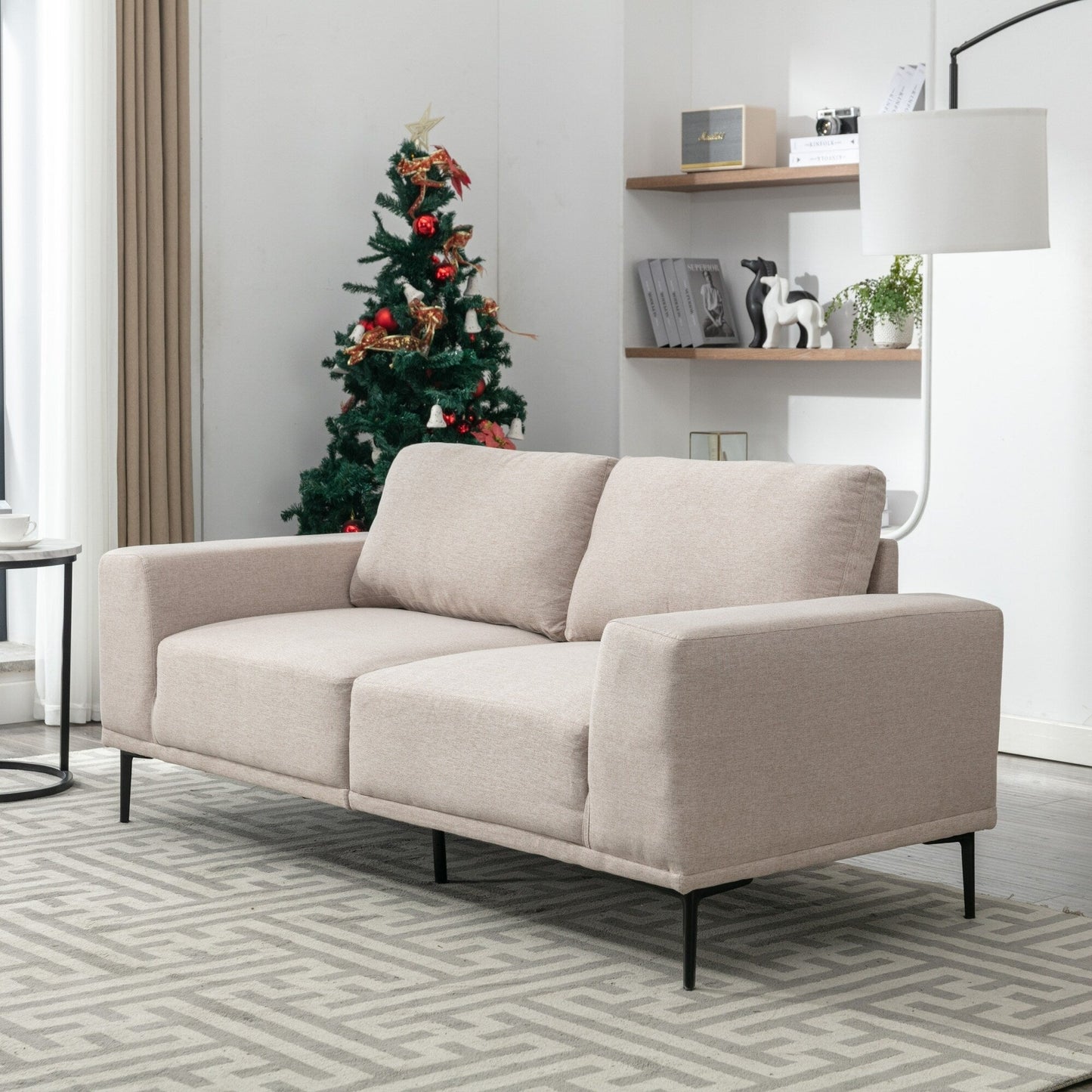 74.8'' Fabric Loveseat Sofa with Removable Cushions, Metal Legs, and Contemporary Square Arms