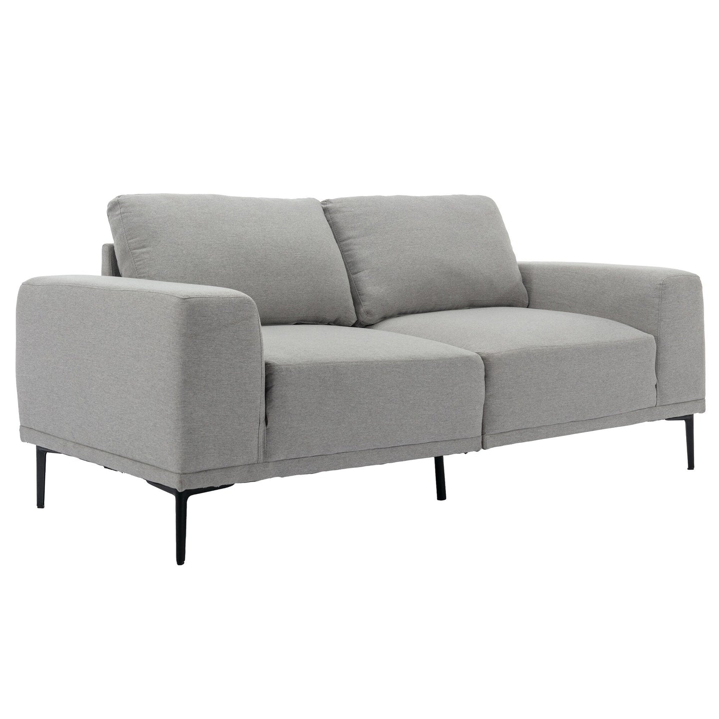 74.8'' Fabric Loveseat Sofa with Removable Cushions, Metal Legs, and Contemporary Square Arms