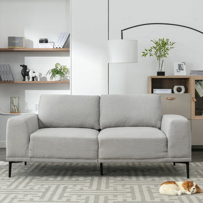 74.8'' Fabric Loveseat Sofa with Removable Cushions, Metal Legs, and Contemporary Square Arms