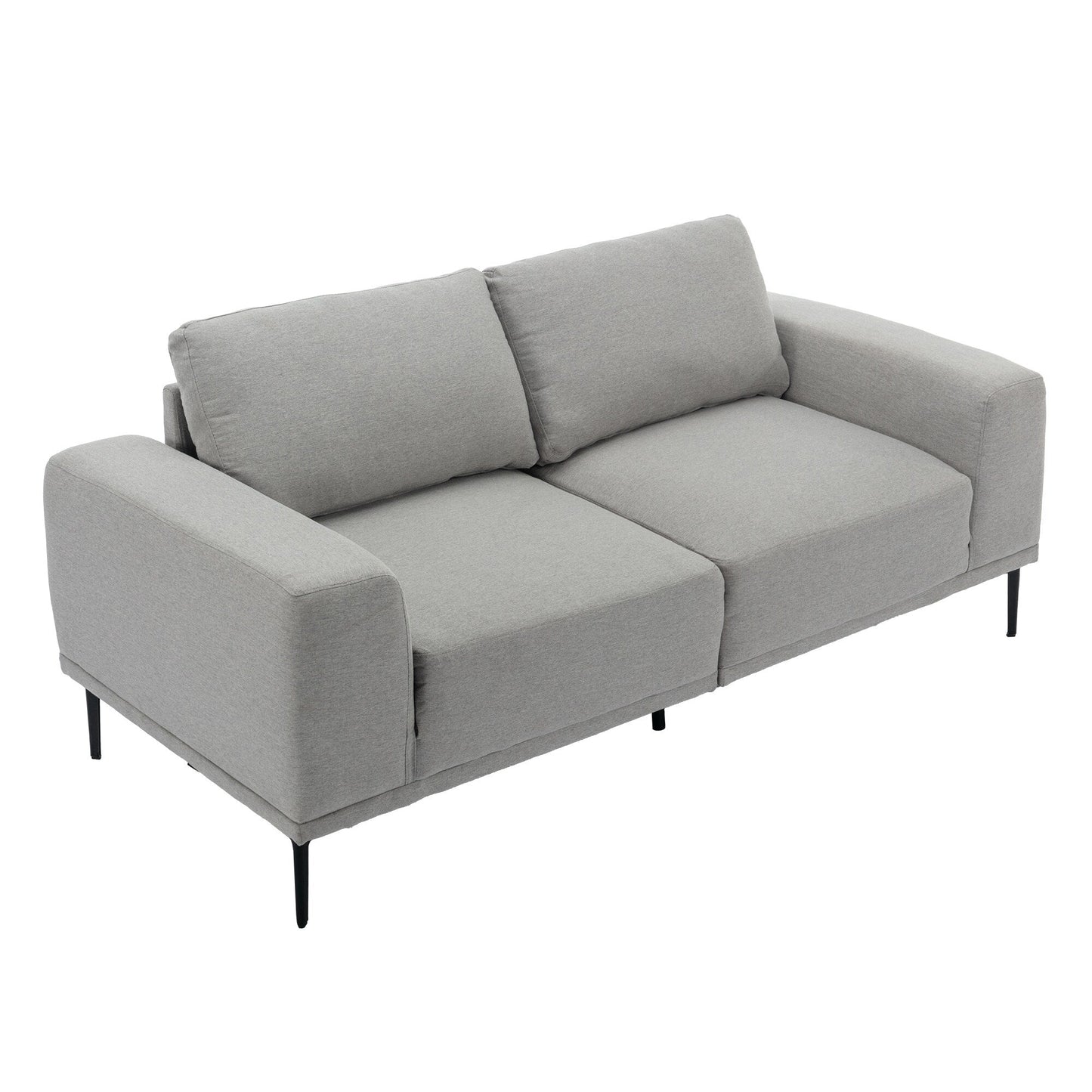 74.8'' Fabric Loveseat Sofa with Removable Cushions, Metal Legs, and Contemporary Square Arms