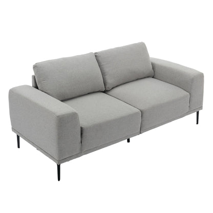 74.8'' Fabric Loveseat Sofa with Removable Cushions, Metal Legs, and Contemporary Square Arms