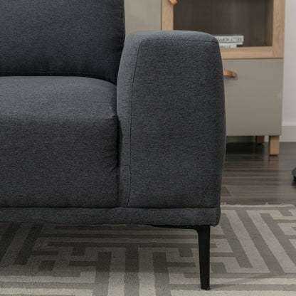74.8'' Fabric Loveseat Sofa with Removable Cushions, Metal Legs, and Contemporary Square Arms