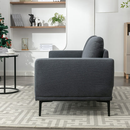 74.8'' Fabric Loveseat Sofa with Removable Cushions, Metal Legs, and Contemporary Square Arms