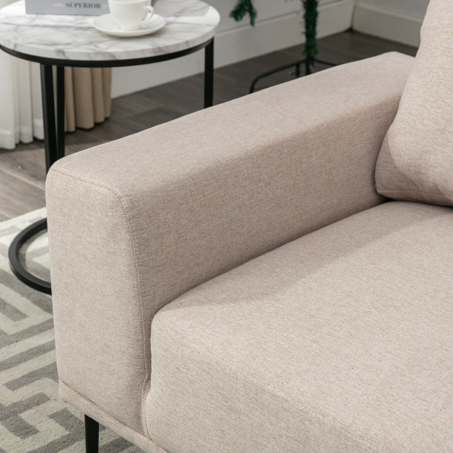 74.8'' Fabric Loveseat Sofa with Removable Cushions, Metal Legs, and Contemporary Square Arms