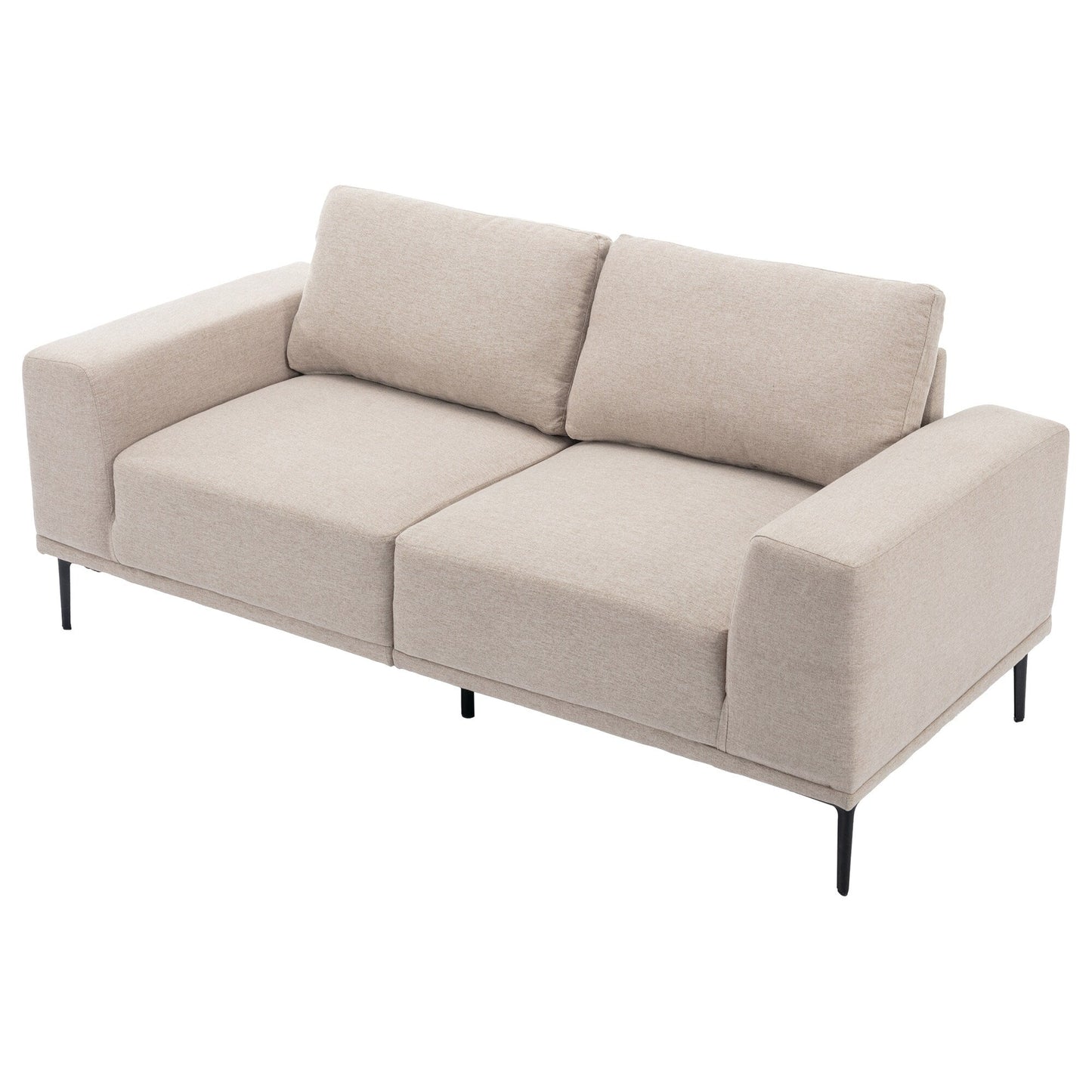 74.8'' Fabric Loveseat Sofa with Removable Cushions, Metal Legs, and Contemporary Square Arms