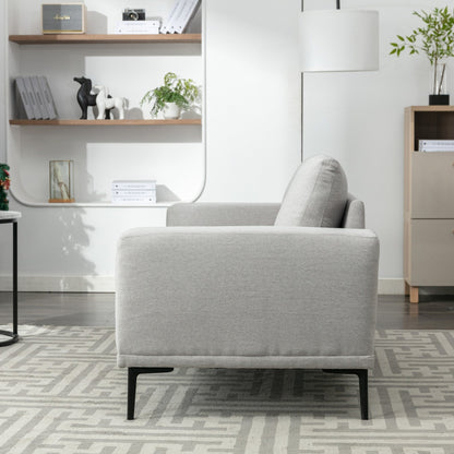 74.8'' Fabric Loveseat Sofa with Removable Cushions, Metal Legs, and Contemporary Square Arms
