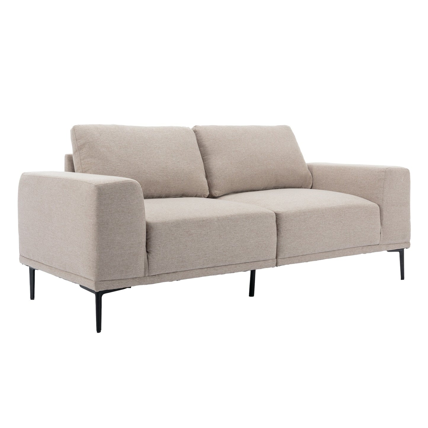 74.8'' Fabric Loveseat Sofa with Removable Cushions, Metal Legs, and Contemporary Square Arms