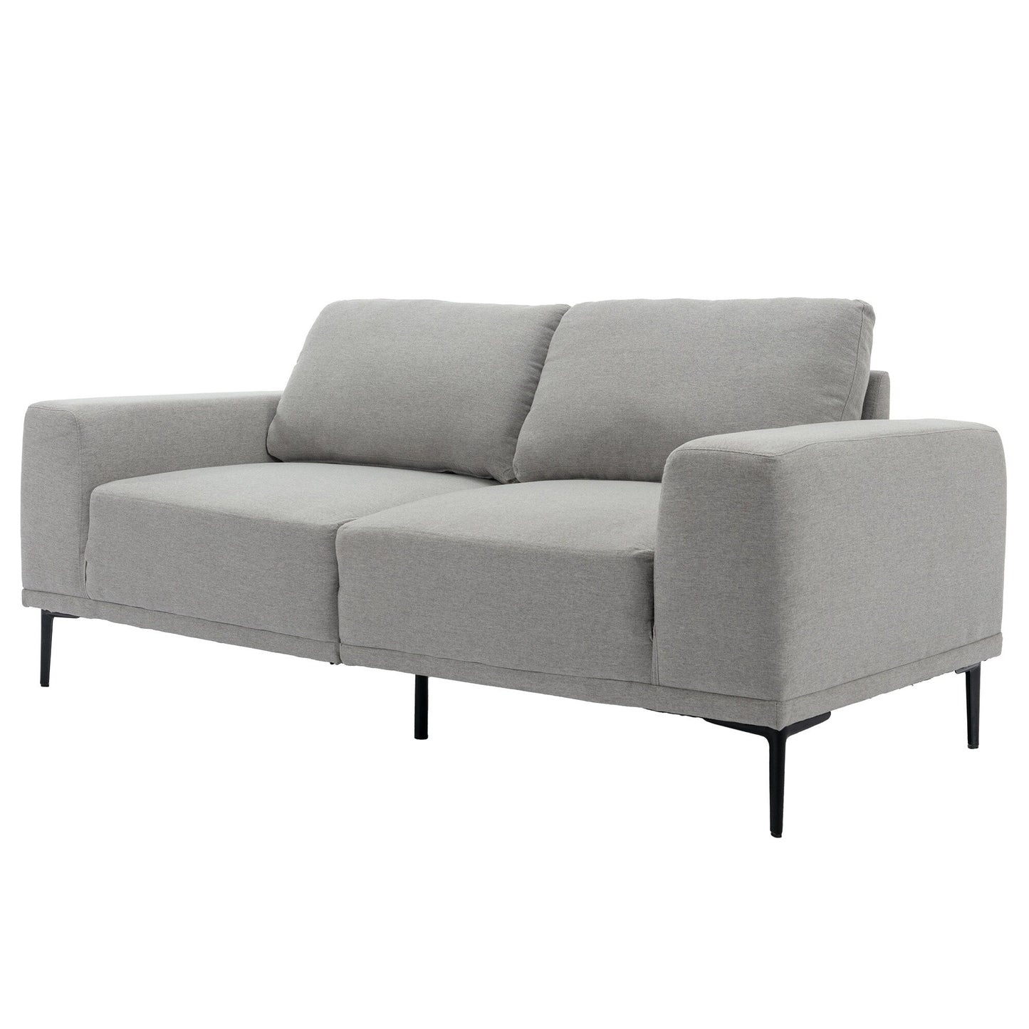 74.8'' Fabric Loveseat Sofa with Removable Cushions, Metal Legs, and Contemporary Square Arms