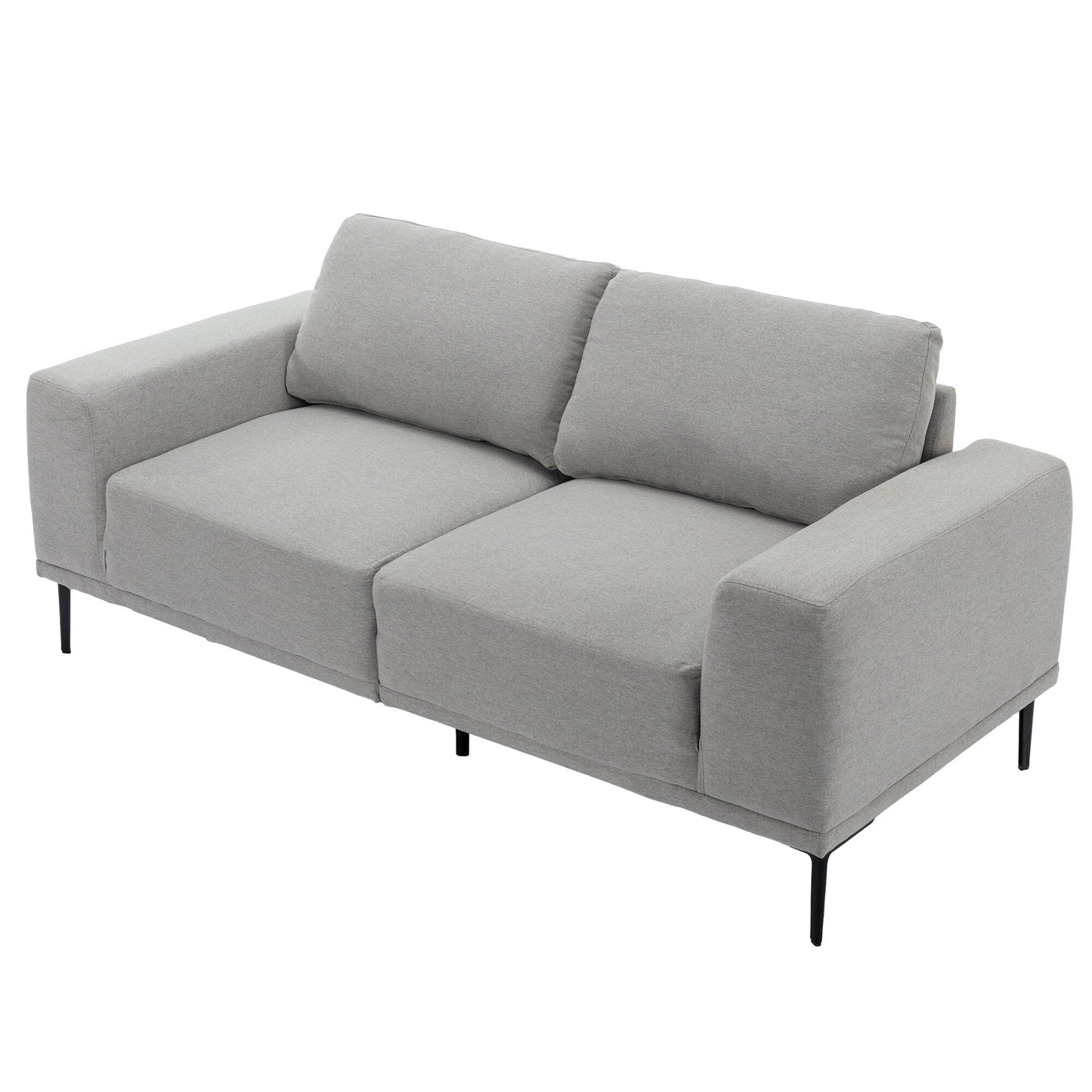 74.8'' Fabric Loveseat Sofa with Removable Cushions, Metal Legs, and Contemporary Square Arms