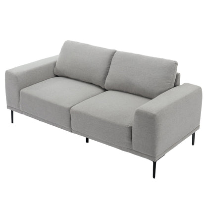 74.8'' Fabric Loveseat Sofa with Removable Cushions, Metal Legs, and Contemporary Square Arms