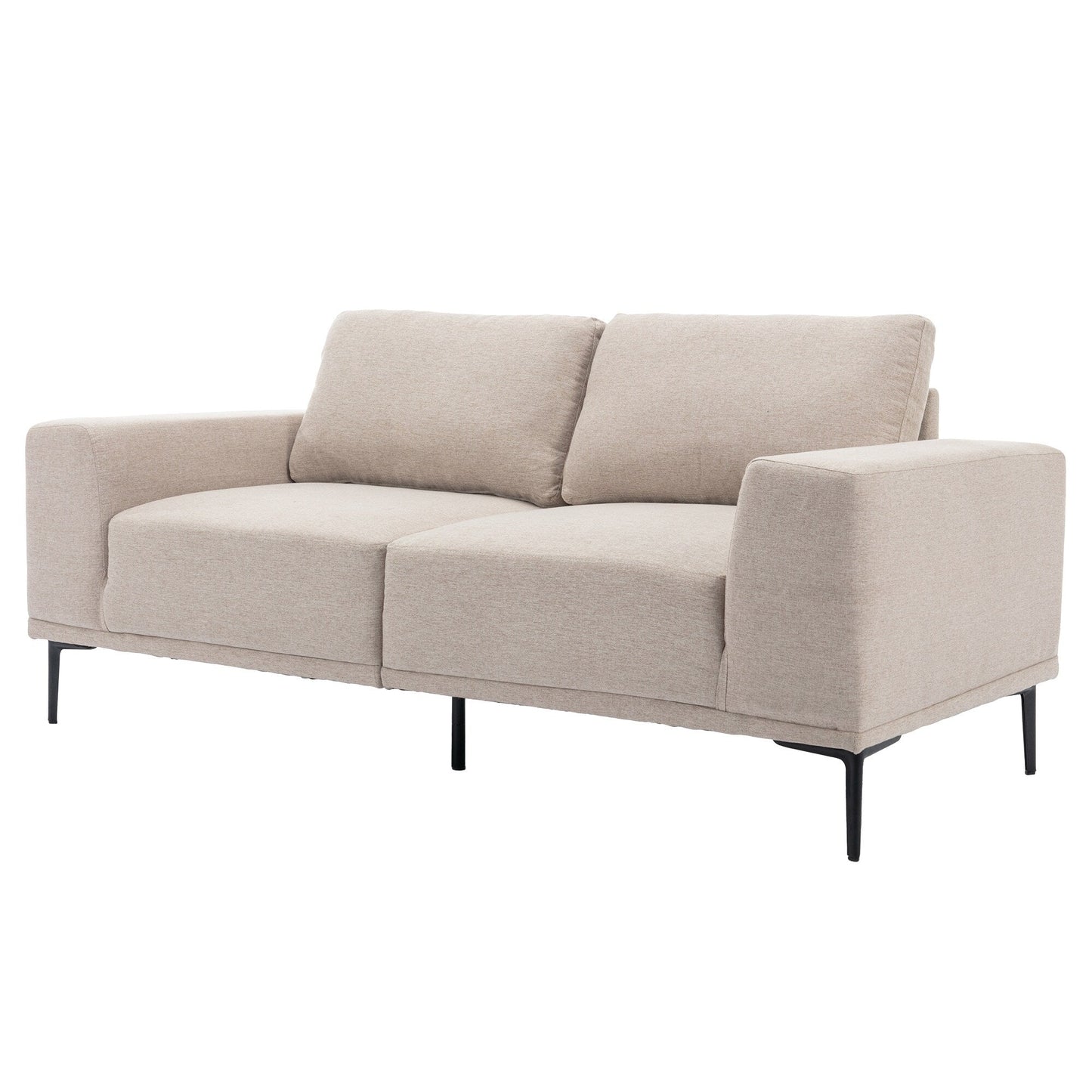 74.8'' Fabric Loveseat Sofa with Removable Cushions, Metal Legs, and Contemporary Square Arms
