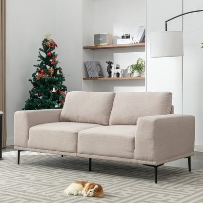 74.8'' Fabric Loveseat Sofa with Removable Cushions, Metal Legs, and Contemporary Square Arms