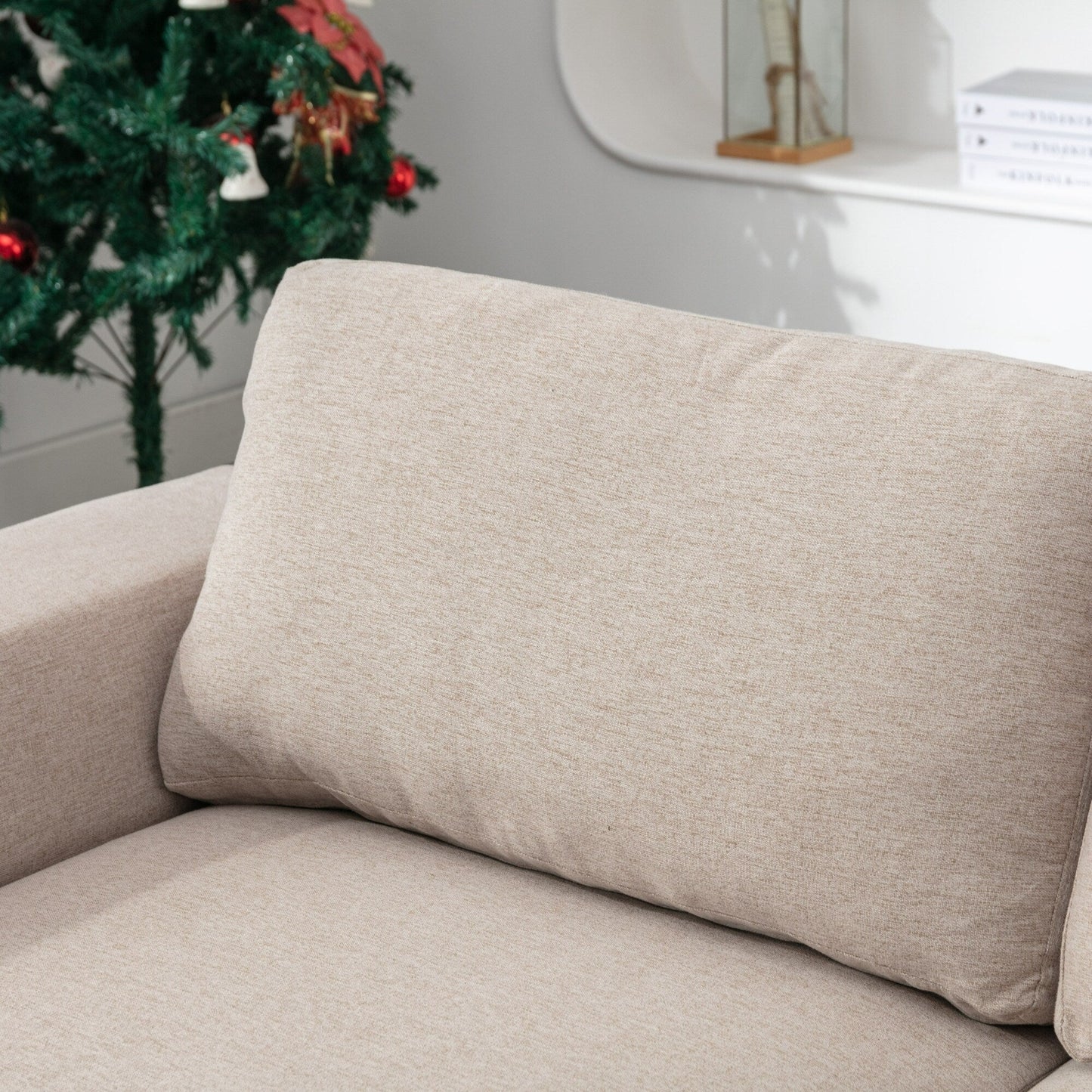 74.8'' Fabric Loveseat Sofa with Removable Cushions, Metal Legs, and Contemporary Square Arms