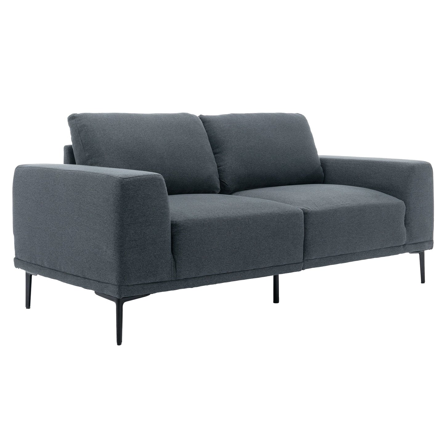 74.8'' Fabric Loveseat Sofa with Removable Cushions, Metal Legs, and Contemporary Square Arms