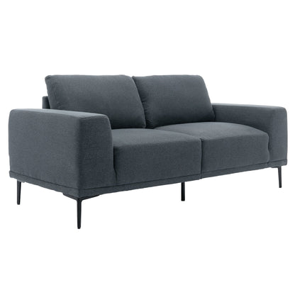 74.8'' Fabric Loveseat Sofa with Removable Cushions, Metal Legs, and Contemporary Square Arms