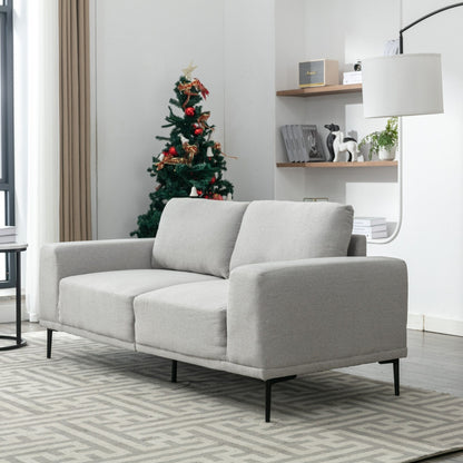 74.8'' Fabric Loveseat Sofa with Removable Cushions, Metal Legs, and Contemporary Square Arms