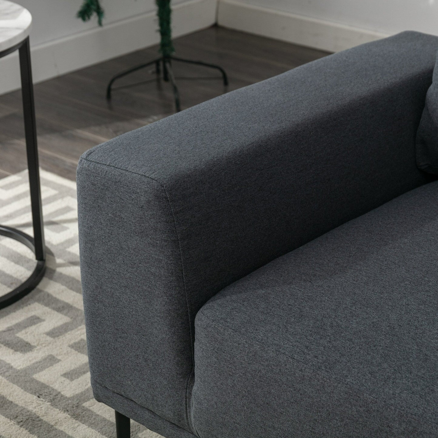 74.8'' Fabric Loveseat Sofa with Removable Cushions, Metal Legs, and Contemporary Square Arms