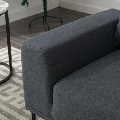 74.8'' Fabric Loveseat Sofa with Removable Cushions, Metal Legs, and Contemporary Square Arms