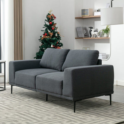 74.8'' Fabric Loveseat Sofa with Removable Cushions, Metal Legs, and Contemporary Square Arms
