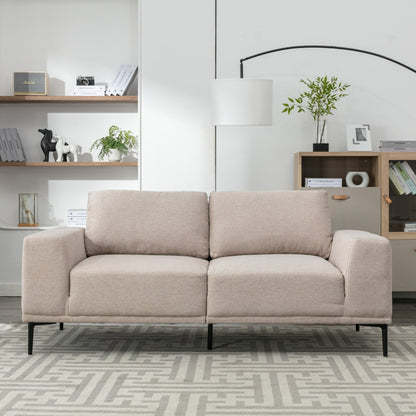 74.8'' Fabric Loveseat Sofa with Removable Cushions, Metal Legs, and Contemporary Square Arms