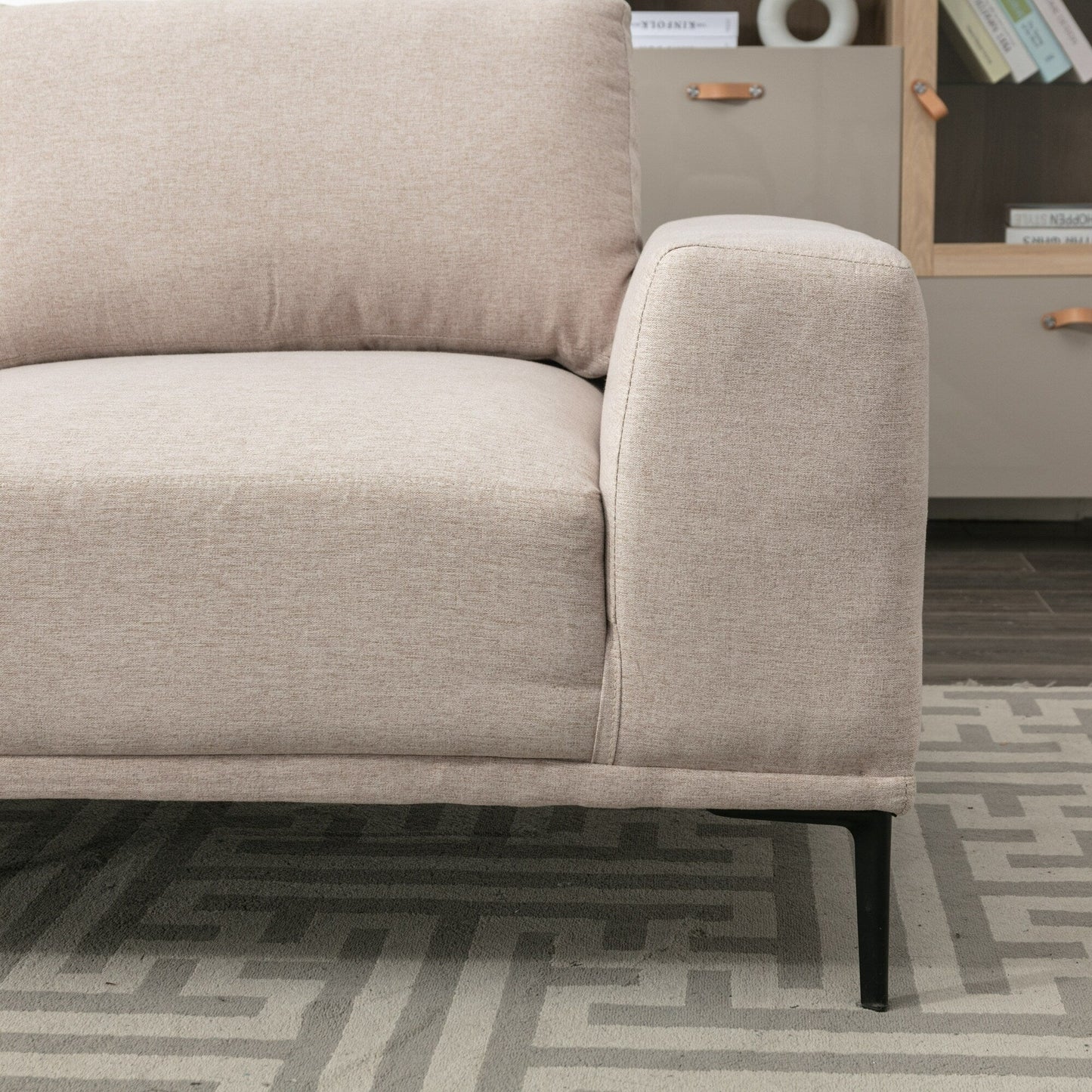 74.8'' Fabric Loveseat Sofa with Removable Cushions, Metal Legs, and Contemporary Square Arms