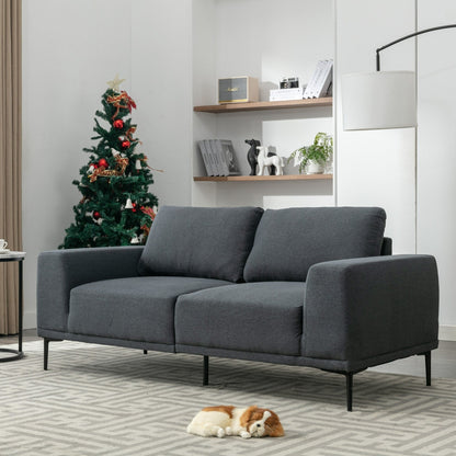74.8'' Fabric Loveseat Sofa with Removable Cushions, Metal Legs, and Contemporary Square Arms