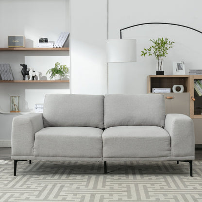 74.8'' Fabric Loveseat Sofa with Removable Cushions, Metal Legs, and Contemporary Square Arms