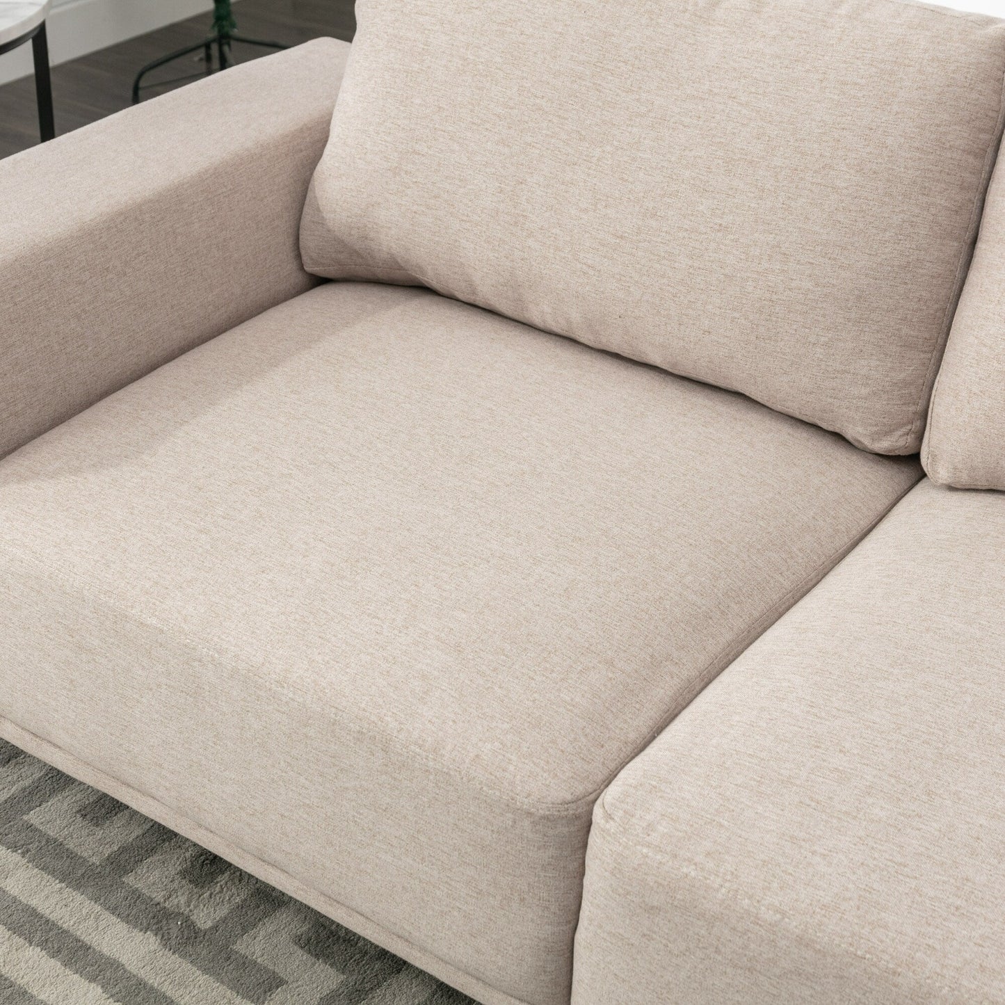 74.8'' Fabric Loveseat Sofa with Removable Cushions, Metal Legs, and Contemporary Square Arms