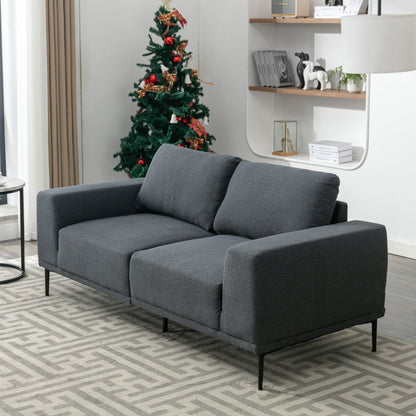 74.8'' Fabric Loveseat Sofa with Removable Cushions, Metal Legs, and Contemporary Square Arms