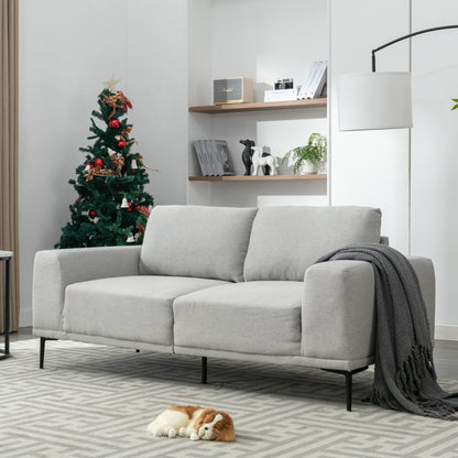 74.8'' Fabric Loveseat Sofa with Removable Cushions, Metal Legs, and Contemporary Square Arms