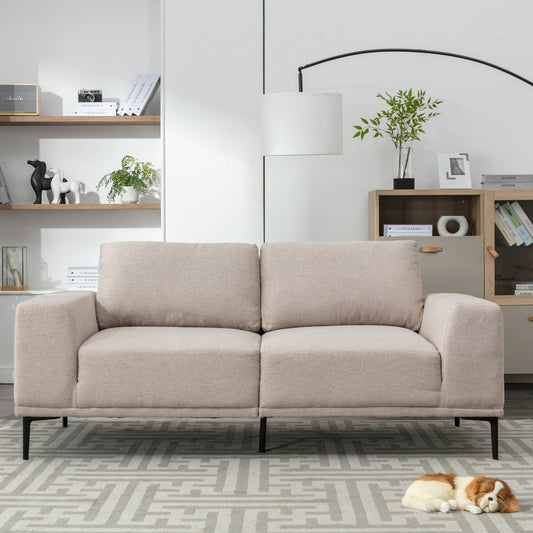 74.8'' Fabric Loveseat Sofa with Removable Cushions, Metal Legs, and Contemporary Square Arms