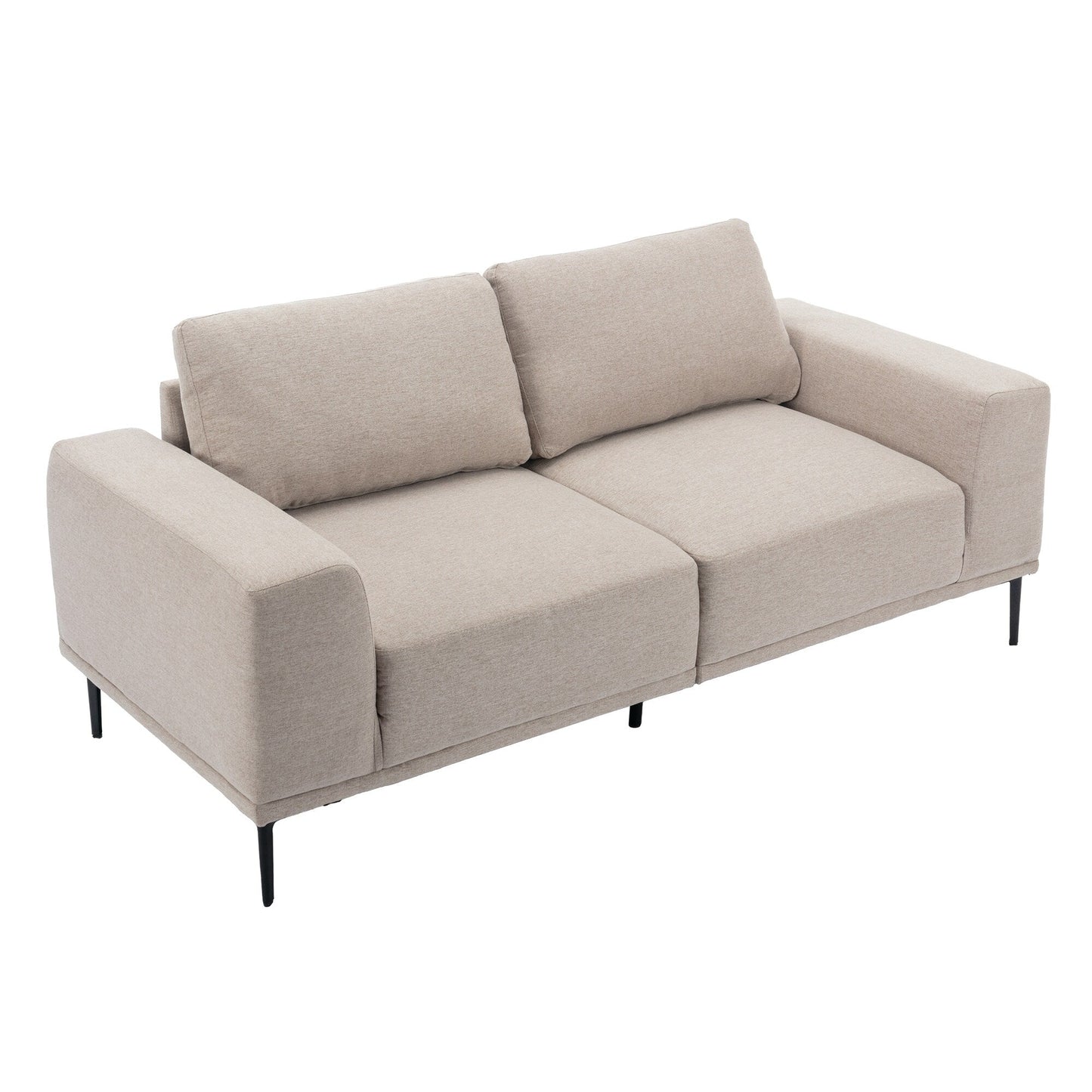 74.8'' Fabric Loveseat Sofa with Removable Cushions, Metal Legs, and Contemporary Square Arms