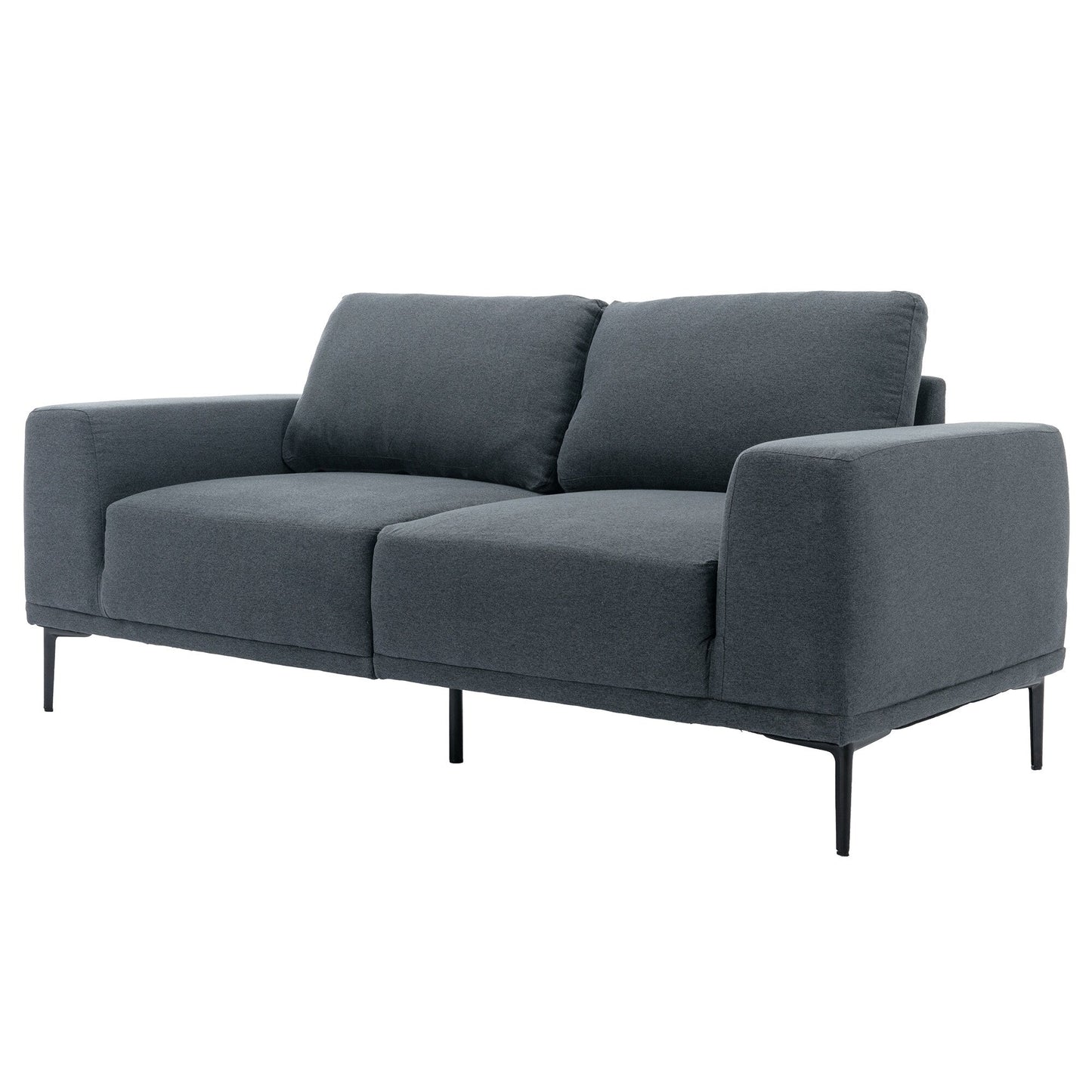 74.8'' Fabric Loveseat Sofa with Removable Cushions, Metal Legs, and Contemporary Square Arms