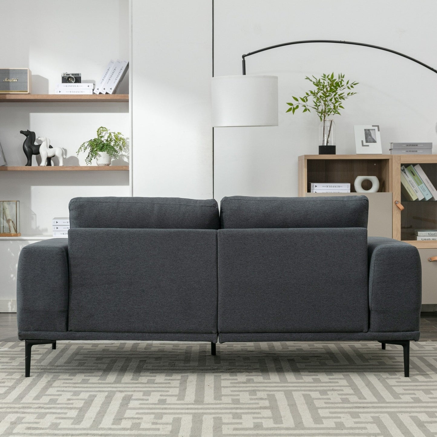 74.8'' Fabric Loveseat Sofa with Removable Cushions, Metal Legs, and Contemporary Square Arms