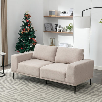 74.8'' Fabric Loveseat Sofa with Removable Cushions, Metal Legs, and Contemporary Square Arms