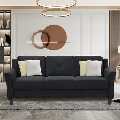 74.9 Polyester 3-seater Sofa With Solid Wood Frame and High Elastic Sponges Cushion for Living Room