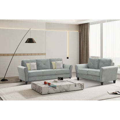 74.9 Polyester 3-seater Sofa With Solid Wood Frame and High Elastic Sponges Cushion for Living Room