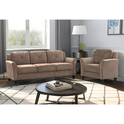 74.9 Polyester 3-seater Sofa With Solid Wood Frame and High Elastic Sponges Cushion for Living Room