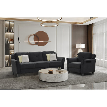 74.9 Polyester 3-seater Sofa With Solid Wood Frame and High Elastic Sponges Cushion for Living Room