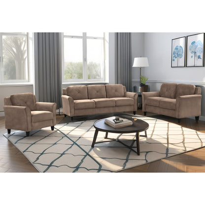74.9 Polyester 3-seater Sofa With Solid Wood Frame and High Elastic Sponges Cushion for Living Room